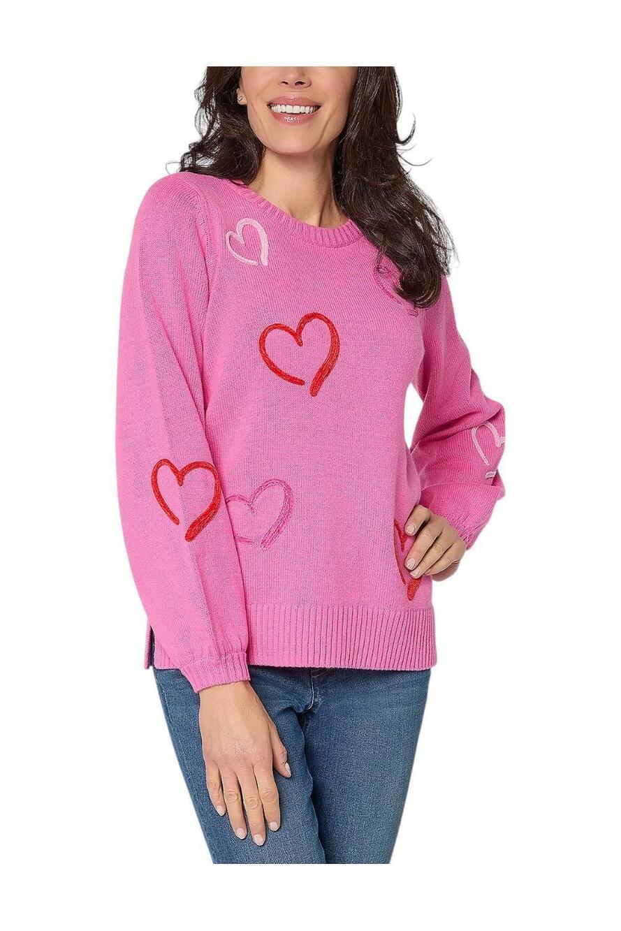 Belle by Kim Gravel Women's Take Heart Sweater Preppy Pink - Regular